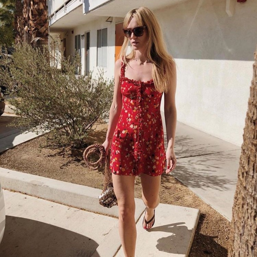 * RESTOCKED * red floral slip dress